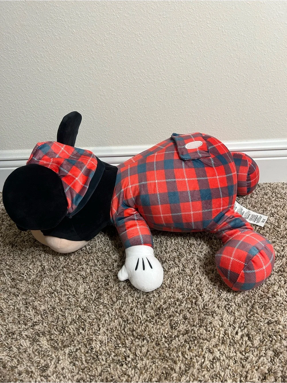Disney Sleeping Mickey Plush in Red Plaid Pajama Set - 22”